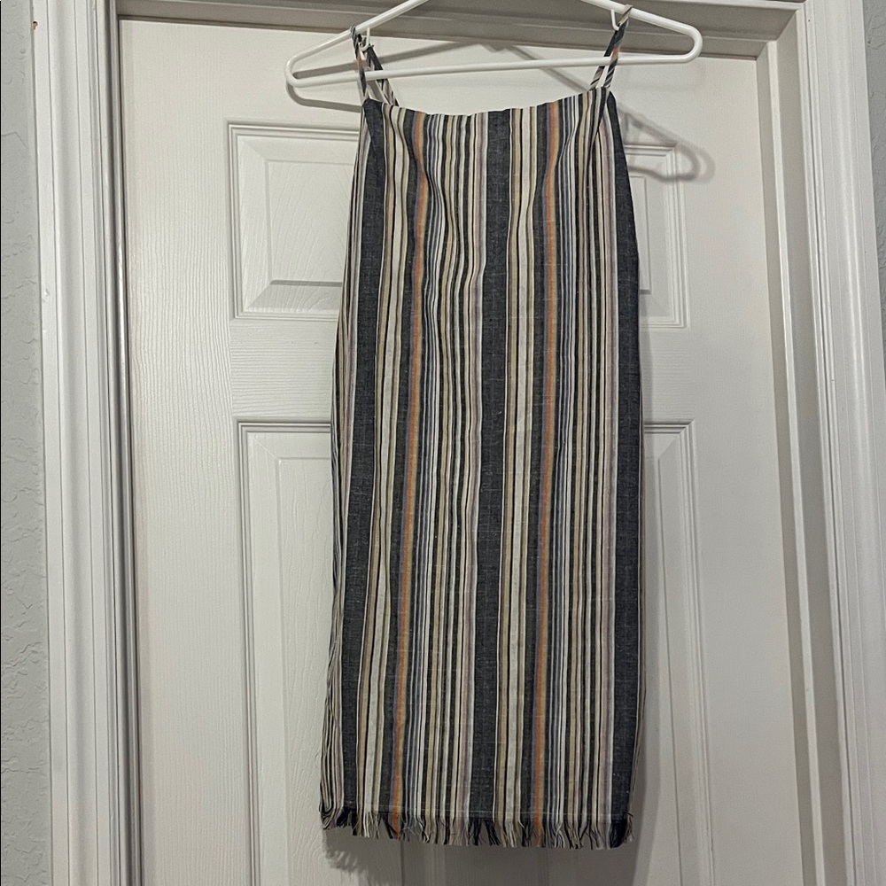 Elegant Striped Mini Dress - blue, White, Tan